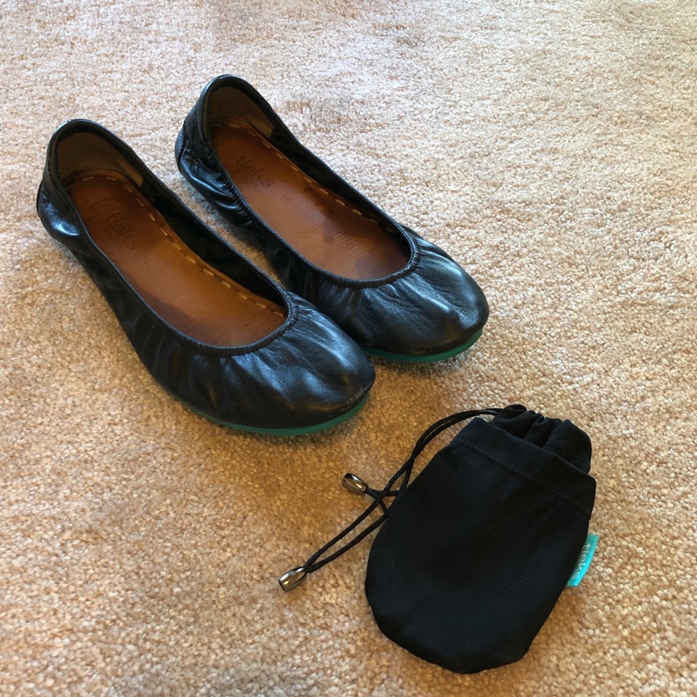 Tieks leather ballet flats—matte black —with bag - Picture 1 of 7
